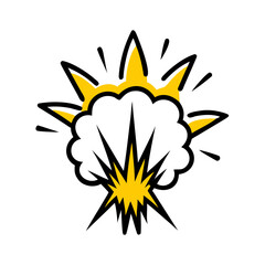 Stylized yellow explosion cloud with sharp points on black background