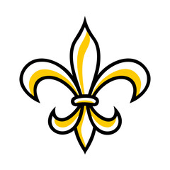 Stylized golden fleur de lis on black background