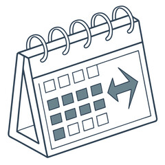 Desk Calendar Showing Dates and Arrows.