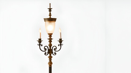 Ornate candelabra floor lamp on transparent background