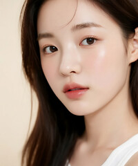Fototapeta premium 아름다운 미인의 피부관리와 뷰티 메이크업 Skin Care and Beauty Makeup of a Beautiful Woman