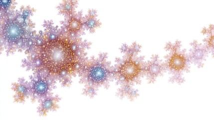 Abstract Colorful Digital Fractal Art with Shimmering Light Points Isolated on White Background