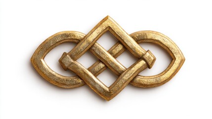 Golden decorative knot on white background