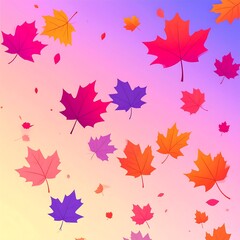 Obraz premium Autumn leaves fall, colorful sky, design element