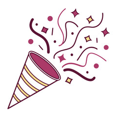 Party Popper Exploding With Confetti and Streamers.