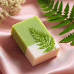 Natural soap with fern design