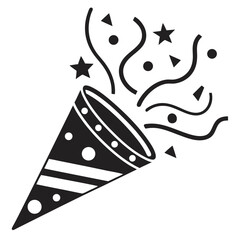 Party Popper Exploding With Confetti Stars and Streamers.