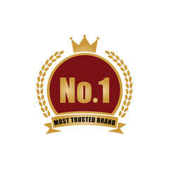 most trusted brand No.1 badge black and gold color metallic vector template