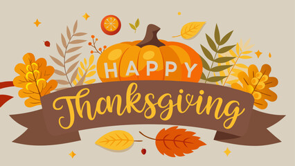 Happy Thanksgiving Autumn Vector Background Design for Celebration