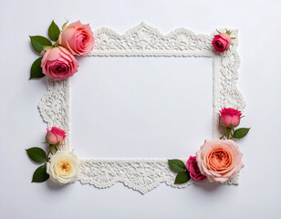 花とレースの枠