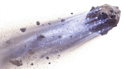 Asteroid meteor flying on white background