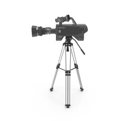 Studio video camera mounted on tripod for professional recording © aiman