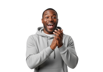Excited African American Man Clapping Hands in Joy