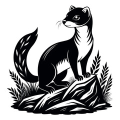 a-black-and-white--linocut-style-illustration-of-a.eps