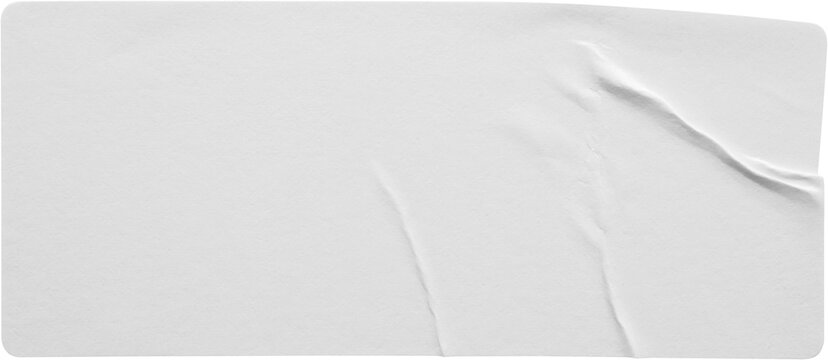 Blank white paper sticker label isolated on white background