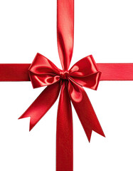 Red ribbon bow, crossed, elegant