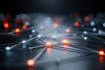Abstract network of glowing points and lines.  Dark background, with illuminated nodes and connecting lines