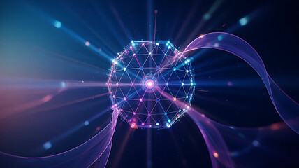 Stunning connected network sphere with glowing lights for innovative high tech future concepts