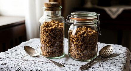 jar of beans and a spoon