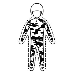 Flat Vector of Soldier Silhouette with Camouflage