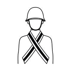 Flat Vector of Soldier Silhouette with Ribbon