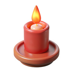 Christmas Candle with Glowing Flame PNG