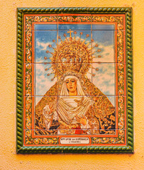 Ceramic Altarpiece of the Virgin of Hope of Triana in Seville, Andalusia, Spain