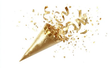 Gold party popper exploding