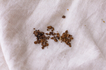 リネンの服に付いた土の汚れの写真