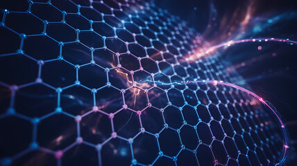 Stunning graphene network design with vibrant energy flow for innovative technology concept