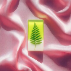 Pressed fern in a vibrant block