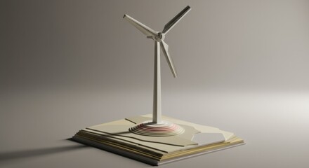 Miniature wind turbine model on a textured base for energy projects  