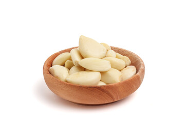 Peeled garlic isolated on white background.