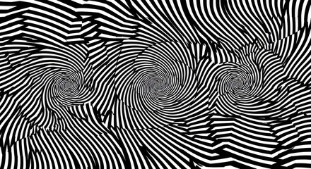 Obraz premium Black and white abstract spiral pattern with wavy lines 