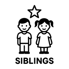 Vector illustration of a boy and girl standing next to each other under a star icon above them