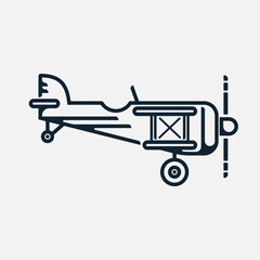 Vintage Biplane Side View Vector Illustration