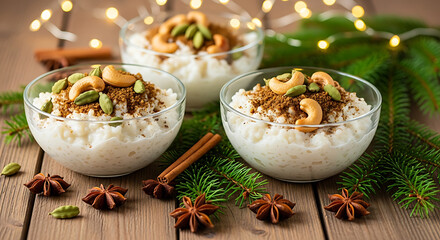 christmas still life with walnuts and cinnamon