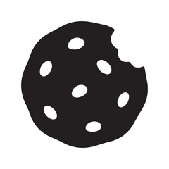 Bitten cookie icon. Chocolate chip biscuit glyph, simple dessert silhouette. Black vector graphic for snack or bakery logo.
