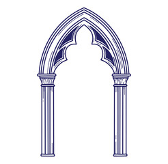 Elegant gothic archway vector illustration featuring ornate columns and decorative details