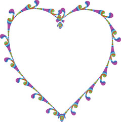 Psychedelic Heart Border with Swirls and Dots frame