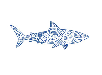 Ornamental Shark Silhouette with Abstract Patterns