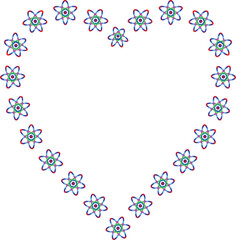 Heart shape formed by atomic symbols on white background