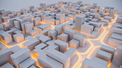 Smart city model with glowing streets futuristic urban design
