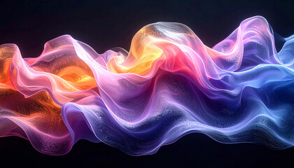 Obraz premium Organic waveforms made of soft fabric textures and iridescent gradients flowing