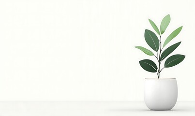 Minimalistic Indoor Plant in Modern White Pot with Soft Green Background