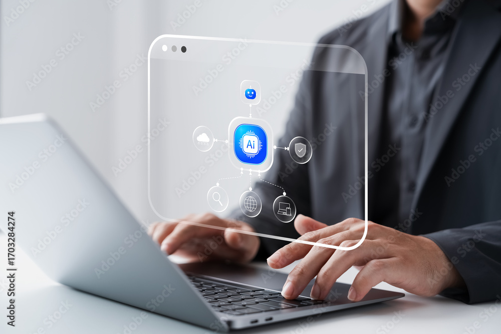 Fototapete the concept of ai-powered virtual assistant transforming digital business communication through a sm