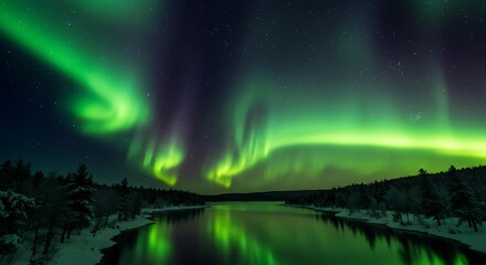 Aurora's Emerald Embrace: Night Sky Symphony