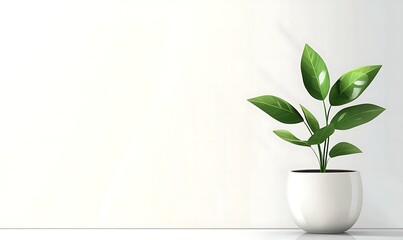 Minimalistic Indoor Plant in Modern White Pot with Soft Green Background