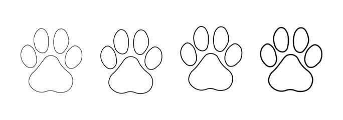 Animal Paw Print Trail Silhouette in Diagonal Walking Pattern vector silhouette