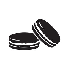 French macarons icon. Two sweet sandwich cookies silhouette, dessert pastry glyph vector for bakery or cafe menu.
